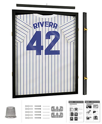 Jersey Frame Display Case Jersey Shadow Box Memorabilia Display Cases Jersey Display Case Acrylic Anti Fade UV Protection Jersey Display Frame for Football Jerseys Military Uniform Shirt Color Black