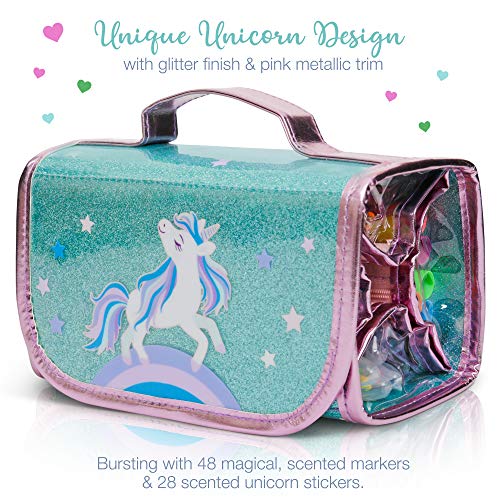 Scented Markers Coloring with Unicorn Pencil Case: Girl Toys Age 4