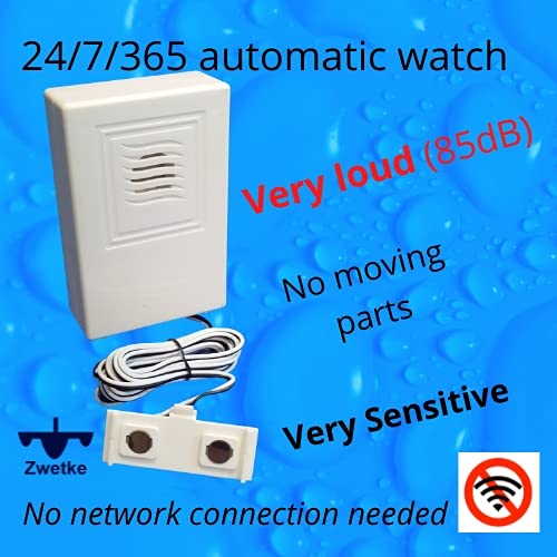 Zwetke Water Leak Detector 12vdc for Boats & RV - Loud Water Alarm with Detachable 5ft Cord Sensor - no Internet or Battery Needed – Up-gradable with Optional
