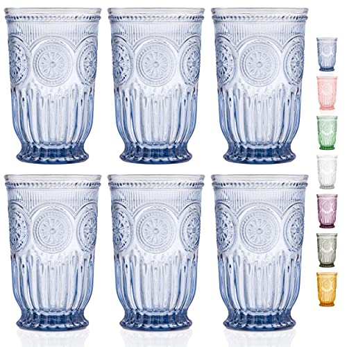 Yungala Blue Glass Tumblers Set of 6 Dishwasher Safe Made From Blue Glass