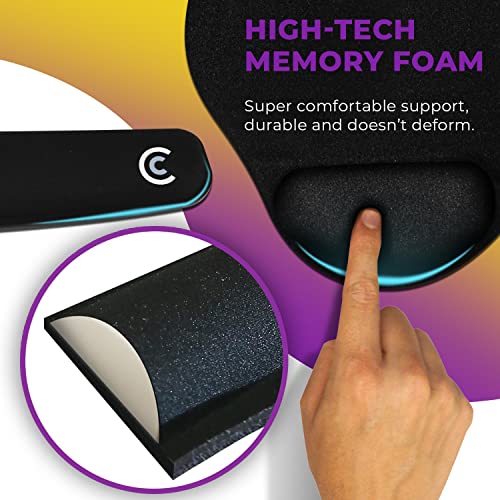 Premium Wrist Rests for Keyboard and Mouse Pad Set - Memory Foam Cushion, Black - Ergonomic Wrists Hand Arm Rest Support for Laptop Computer Desk and Gaming - Carpal Tunnel Syndrome Relief