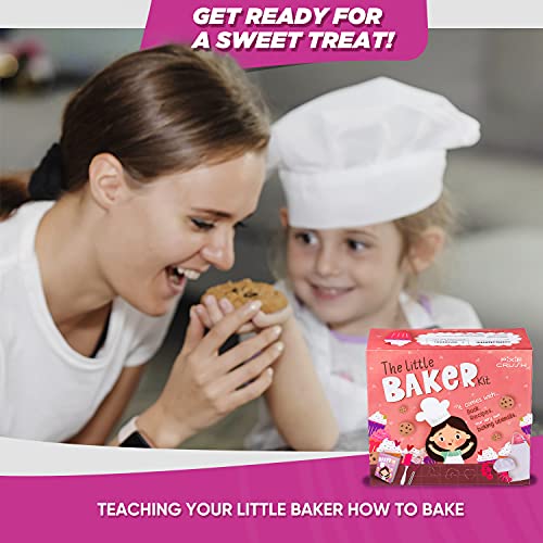 Pixie Crush The Little Baker Kit Mini Baking Set for Kids - DIY Cooking Kit Includes Chef Hat and Apron for Children's Kitchen Role Play - Pink Kids Baking Set for Aspiring Chef