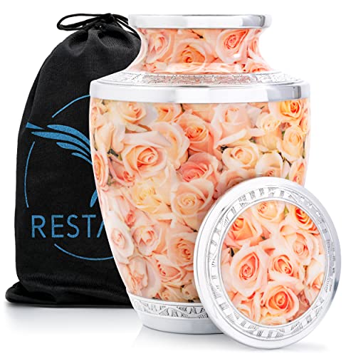 RESTAALL Pink Rose Ashes urn Decorative urns for Ashes for Humans