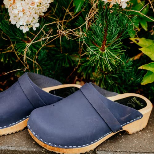 Vollsjö Women Clogs Made of Wood and Slippers Eu 11 Dark Blue Pair of Shoes