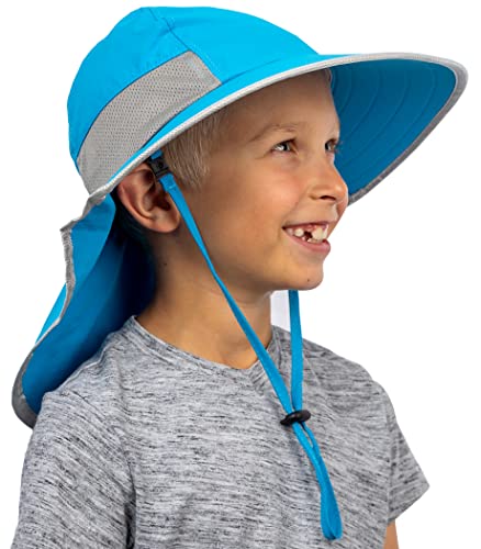 GearTOP Sun Hats for Kids, Girls Sun Hat, Kids Sun Hat for Boys, Kids Beach Hats, Toddler Sun Hat for Children Ages 5-13, Blue