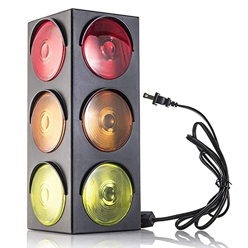 Kicko Traffic Light Lamp - Fun Novelty Lamp Simulates Traffic Stop Light - 12.25 Inch Traffic Light Toy and Plug-in Blinking Bedside Lamp - Ideal for Red Light Green Light Game for Kids