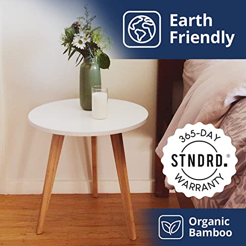 STNDRD. Bamboo End Tables - Living Room Set of 1, Small Bedside Nightstand or Side Table (20" x 20" x 20")