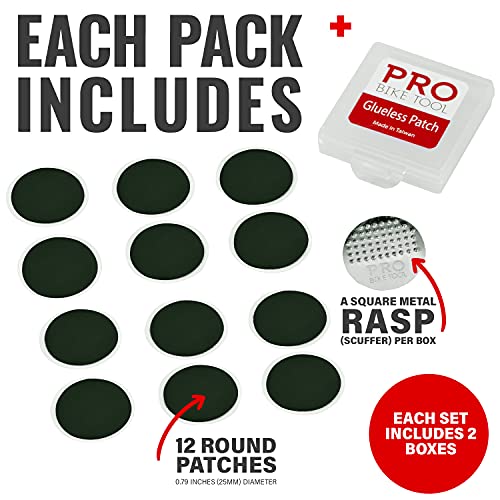 Pro Bike Tool Glueless Tire Repair Patch Kit 2 Packs 24 Selfadhesive Patches