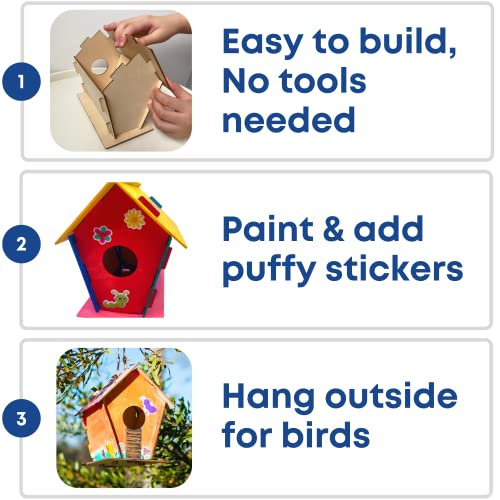 12 DIY Bird House Kits For Children to Build - Wood Birdhouse Kits for Kids to Paint - Unfinished Wood Bird Houses to Paint for Kids - Wood Craft Project Kits - Wooden Arts & Craft for Girls & Boys