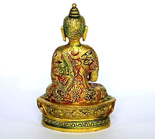 StonKraft 7 Inch Brass Buddha Meditating Idol Statue Figurine Murti