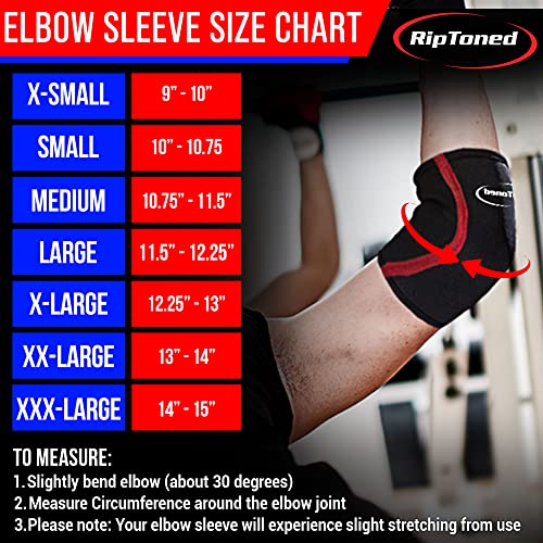 Rip Toned Elbow Sleeve Compression Support for Weightlifting Pain Relief XLarge