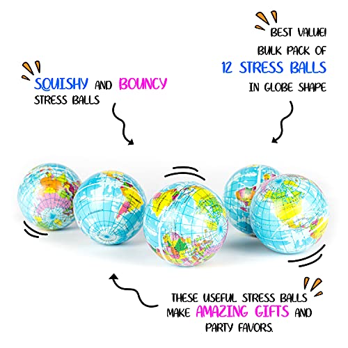 Globe Stress Balls 3 Diameter Bulk Pack of 12 Therapeutic Educational