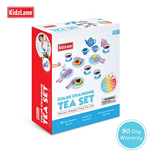Kidzlane 34 Piece Play Tea Set Color Changing Tea Cups Cookies