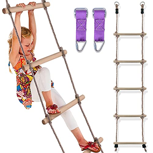 Trailblaze Climbing Rope Ladder 6ft Wooden Ninja Ladder Kids for Swing Set