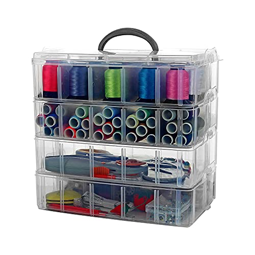 Bins & Things Stackable Storage Container with Clear, 4 -Tier 40 Comprt Large - Craft Storage / Craft Organizers and Storage - Bead Organizer Box / Art Supply Organizer - Ribbon Organizer and Sewing Box