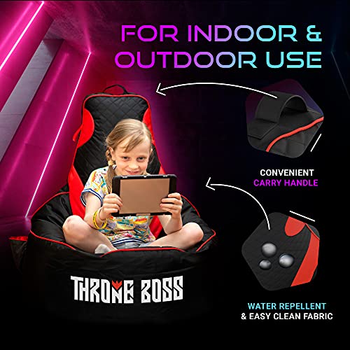 Gaming Bean Bag Chair Kids with High Back - Black/Red