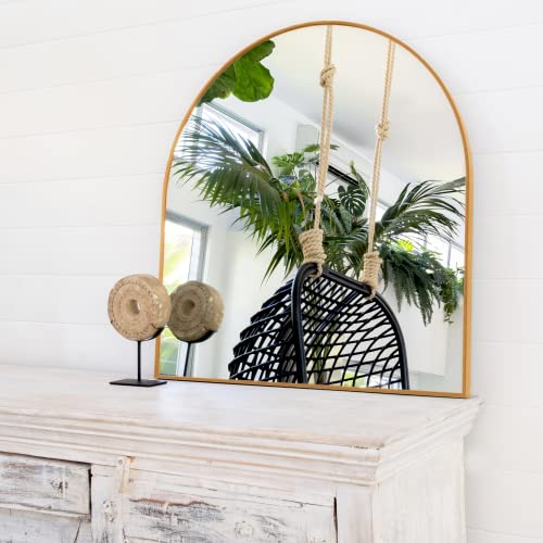 Gold Arched Mirror 33" X 31" Inches Gold Arch Wall Mirror Perfect for Brass Mirror