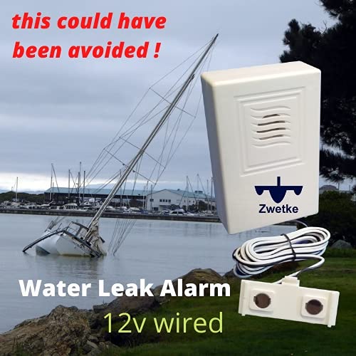 ZWETKE Water Leak Detector for Boats RV Loud Alarm Detachable Sensor No Battery