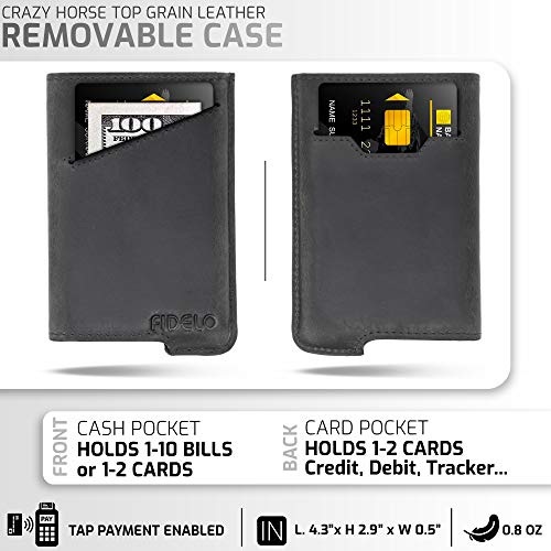 Fidelo Grey Minimalist Wallet for Men Slim Credit Card Holder Distressed Gray