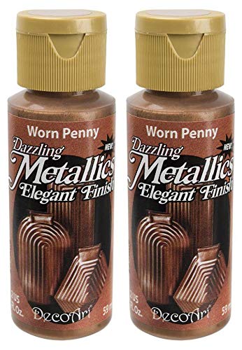 DecoArt 2-Pack Dazzling Metallics Acrylic Colors - Worn Penny, 2-Ounces Each