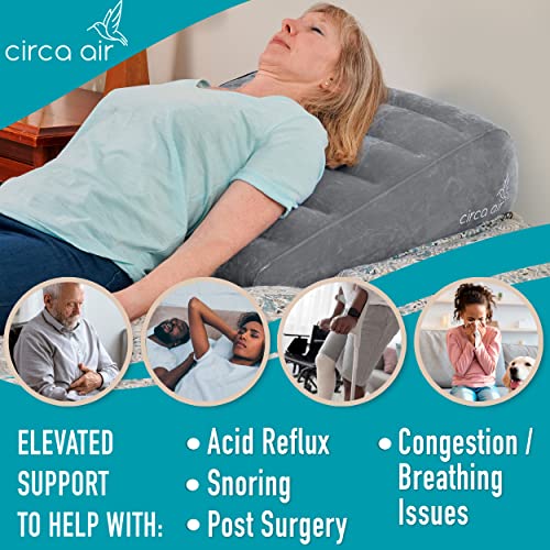 Circa Air Inflatable Wedge Pillow Portable Bed Wedge Sleeping Acid Reflux Gray