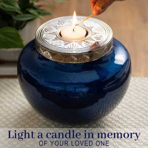 FOVERE – Cremation Urns for Human Ashes – Decorative Urns for Ashes Adult Male & Female – Funeral Urn for Ashes Adult Female & Male Up to 220lb – Beautiful Memorial Urn for Loved Ones – Blue, Large