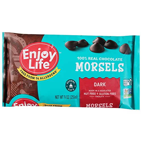 Enjoy Life Baking Dark Chocolate Morsels, Dairy Free Chocolate Chips, Soy Free, Nut Free, Non GMO, Gluten Free, Vegan Chocolate Chips, 9 oz bag