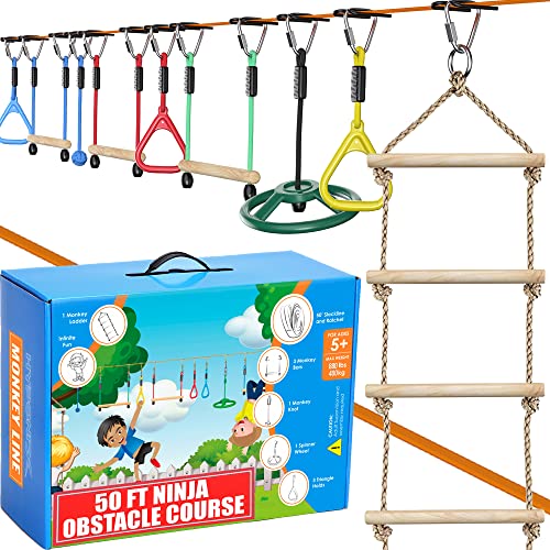 Hyponix Ninja Warrior Obstacle Course for Kids Up to 880 Lbs X 50 Ft
