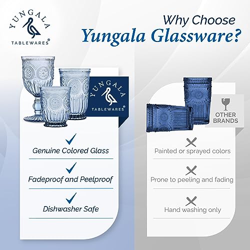 Yungala Blue Glass Tumblers Set of 6 Dishwasher Safe Made From Blue Glass
