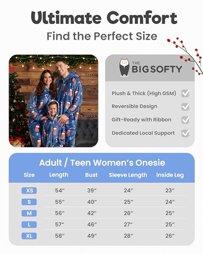 Family Christmas Onesies Adult & Kids - Christmas Onesies Women Pajamas - Christmas Kid & Adult Onesie Pajamas for Women/Men/Kids, Fleece Onesies for Women, Teens/Adult PJs - Blue Reindeer (Adult XL)