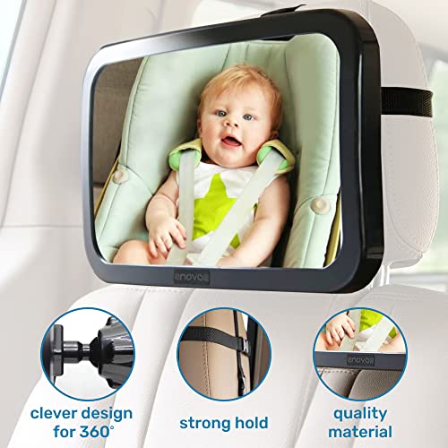 Enovoe Mirror for Baby Car Seat Rear Facing - 2 Pack - Wide Convex Back Seat Mirror is Shatterproof and Adjustable - 360 Swivel Backseat Carseat Mirror Helps Keep an Eye on Your Infant