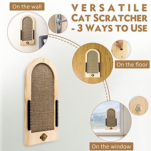 FURHOME COLLECTIVE Cat Scratcher Wall Mounted Cat Scratching Post Extra Large - Wall Floor or Window Mount Cat Wall Furniture
