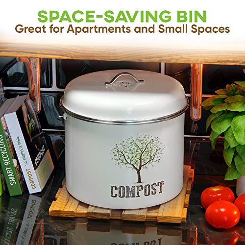 Third Rock Kitchen Compost Bin Countertop – 1.0 Gallon Compost Bucket for Kitchen – Small Compost Bin – Compost Bin Kitchen Counter - Countertop Compost Bins for Kitchen Includes Charcoal Filter