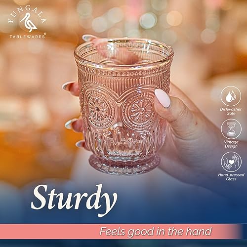 Pink Glass Cups set of 6 pink water glasses vintage pink Glassware & Drinkware