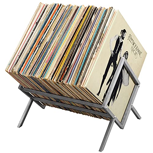 Urbane Sound Vinyl Record Storage Rack - Camden Vinyl Record Holder - Vinyl Storage Rack - Record Stand For LP Storage - Vinyls Organiser - Vinyl Album Storage 70Lps Books Magazines Albums (silver)