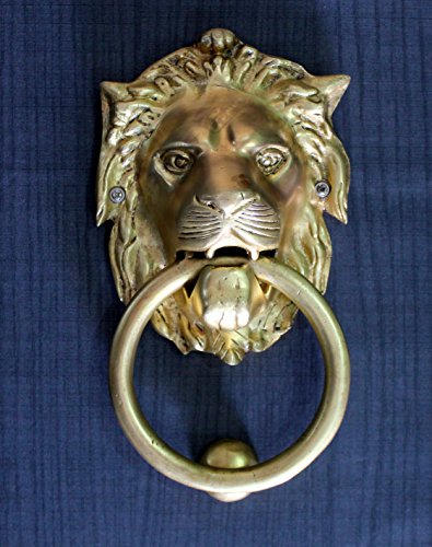 StonKraft Brass Lion Door Knocker Knockers Gate Knocker Door Accessories (Lion 6")