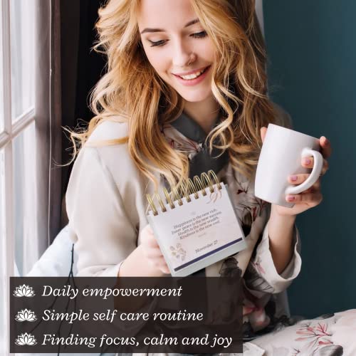 MESMOS Perpetual Desk Calendar with 366 Mindfulness Self Care Quotes, Cute Desk Accessories & Office Decor for Women, Relaxing & Inspirational Gifts for Women, Anxiety Relief Items, Desk Decorations