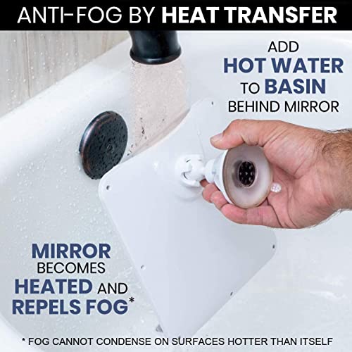 Mirrorvana Fogless Shower Mirror Anti Fog Design 8 Inch X 7 Inch White