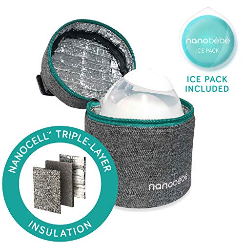 nanobebe Breastmilk Baby Bottle Cooler & Travel Bag Grey