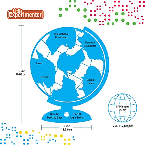 Illuminated World Globe for Kids Stand and Built in Led Night Light for Learning