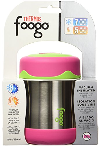 Thermos Foogo Vacuum Insulated Stainless Steel 10-Ounce Food Jar, Watermelon/Green