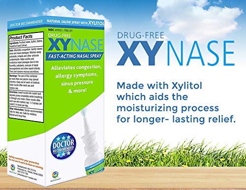 Xynase Natural Saline Nasal Spray With Xylitol Safe for Children