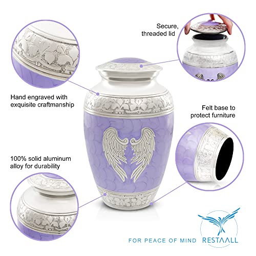 RESTAALL Angel Wings Urns for Ashes Purple Decorative Urns
