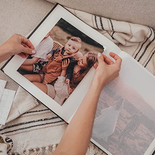 Premium Black Photo Album | Scrapbook Photo Album with Writing Space | 100 Pages for Multiple Photo Sizes, 4x6, 5x7, 6x8, 8x10 | Acid Free Photo Album for Wedding | Graduation Photo Album