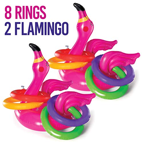 Top Race Flamingo Ring Toss Games for Kids Pool Toys Hawaiian Party Decorations