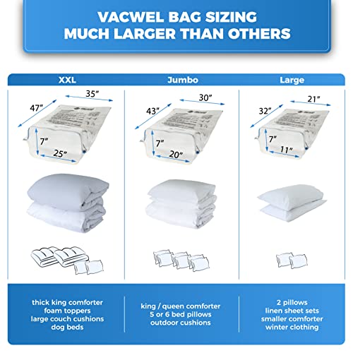 Vacwel 6Pack Variety 3x XXL 3x Jumbo Vacuum Storage Bags