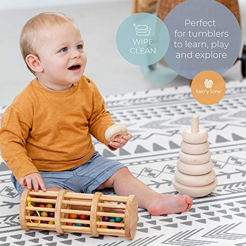 Baby Play Mat for Infants | One-Piece Reversible Foam Floor Mat | Eco-Friendly | Extra Soft | Thick | Non-Toxic | Toddlers | Kids (Mixed Marks Gray/Natural, Small 55” x 39”)