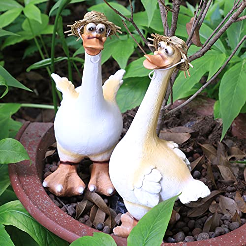 2pcs Duck Outdoor Decor Duck Figurines White 10 x 5.2 inches