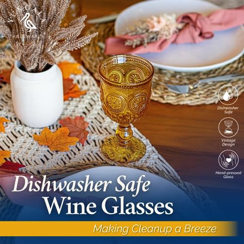 Yungala Amber Wine Glasses Set of 6 Amber Goblets