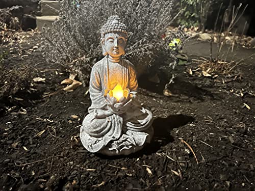 Vp Home Buddha Statue for Home and Outdoor Decor Solar Powered Flickering